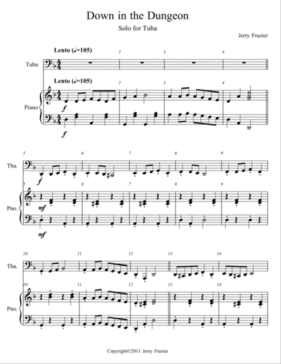 Down in the Dungeon - Tuba Tuba scores gallery preview page 2