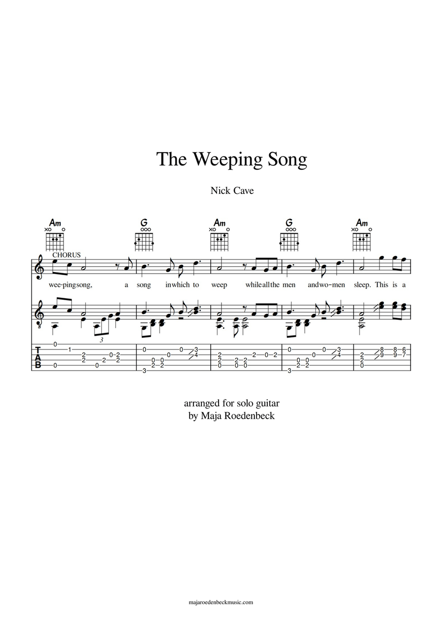 The Weeping Song Guitar Tablature scores gallery preview page 1