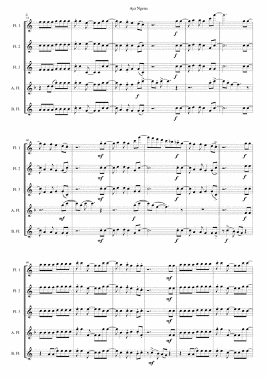 Aya Ngena for flute quintet Aya Ngena for flute quintet Flute scores gallery preview page 4