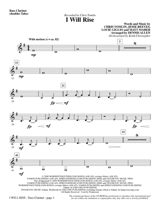 Book cover for I Will Rise - Bass Clarinet (sub. Tuba)