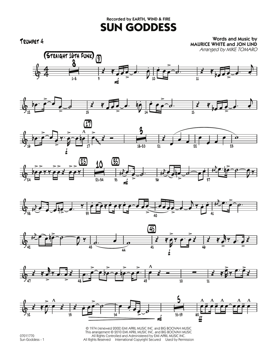 Sun Goddess - Trumpet 4 Sun Goddess - Trumpet 4 Jazz Ensemble scores gallery preview page 1