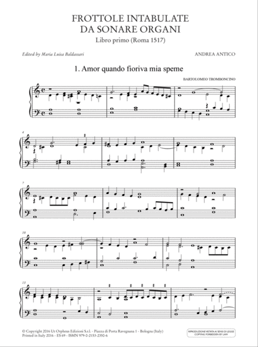 Frottole intabulate da sonare organi Libro primo (Roma 1517) Harpsichord scores gallery preview page 2