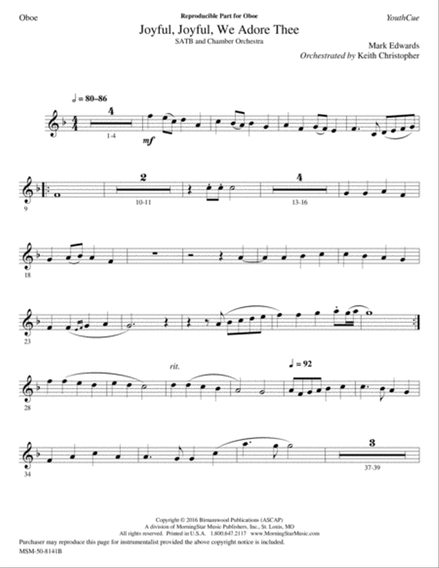 Joyful, Joyful, We Adore Thee (Downloadable Chamber Orchestra Parts) Chamber Orchestra scores gallery preview page 3