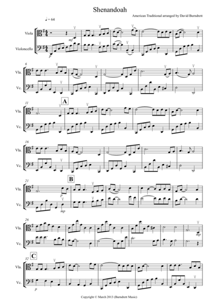 Shenandoah for Viola and Cello image number null
