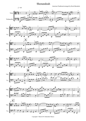 Shenandoah for Viola and Cello