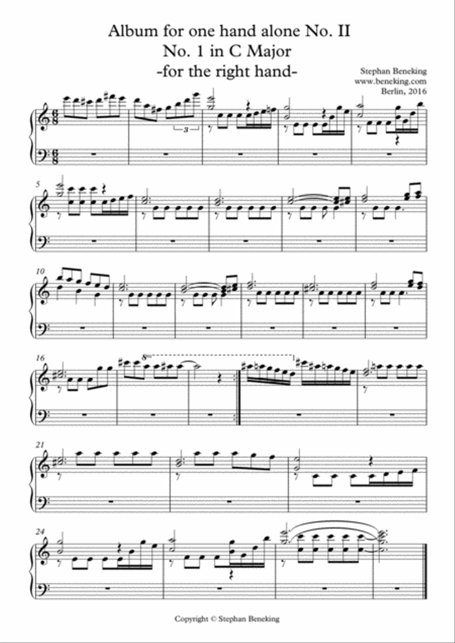 Album for One Hand Alone No. 2 Easy Piano scores gallery preview page 2