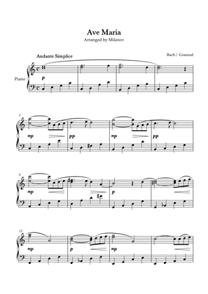 Ave Maria Bach Gounod in C Intermediate Piano