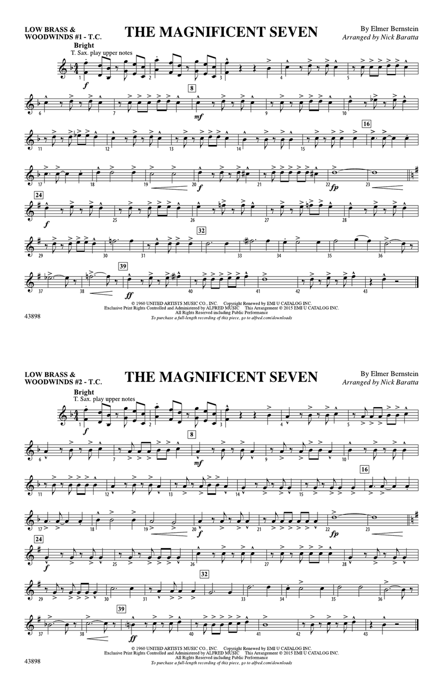 The Magnificent Seven: Low Brass & Woodwinds #1 - Treble Clef