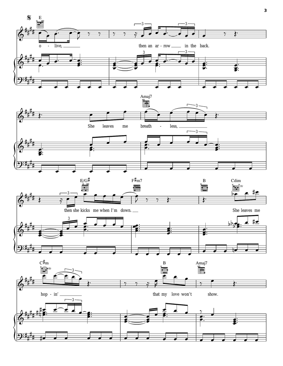 Olive And An Arrow Olive And An Arrow Piano, Vocal, Guitar scores gallery preview page 3