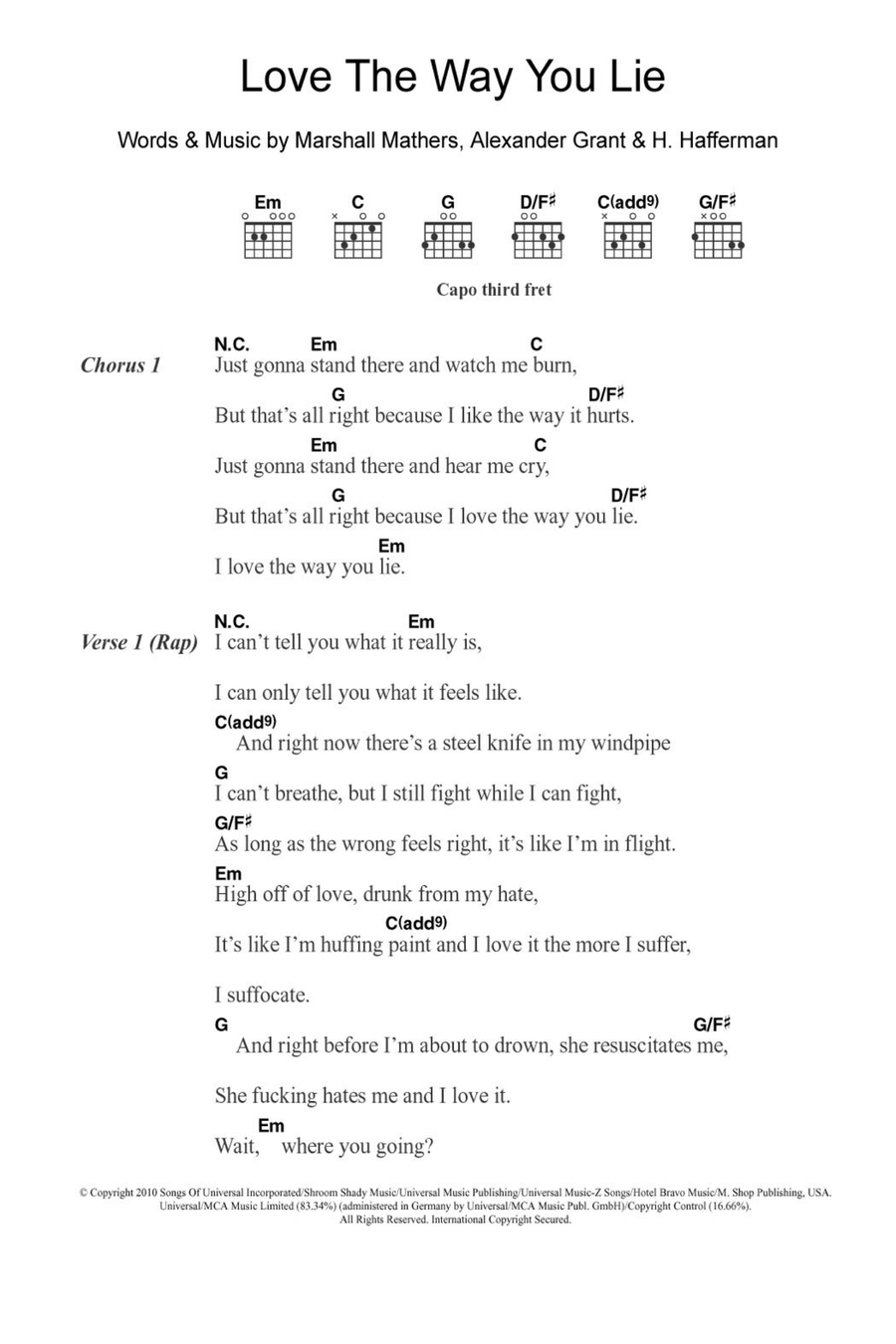 Love The Way You Lie (featuring Rihanna) Acoustic Guitar scores gallery preview page 1