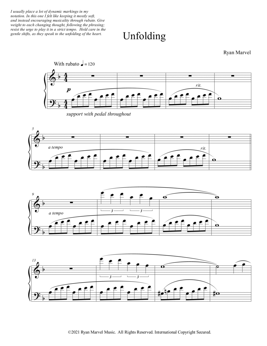 Unfolding Piano Solo scores gallery preview page 1