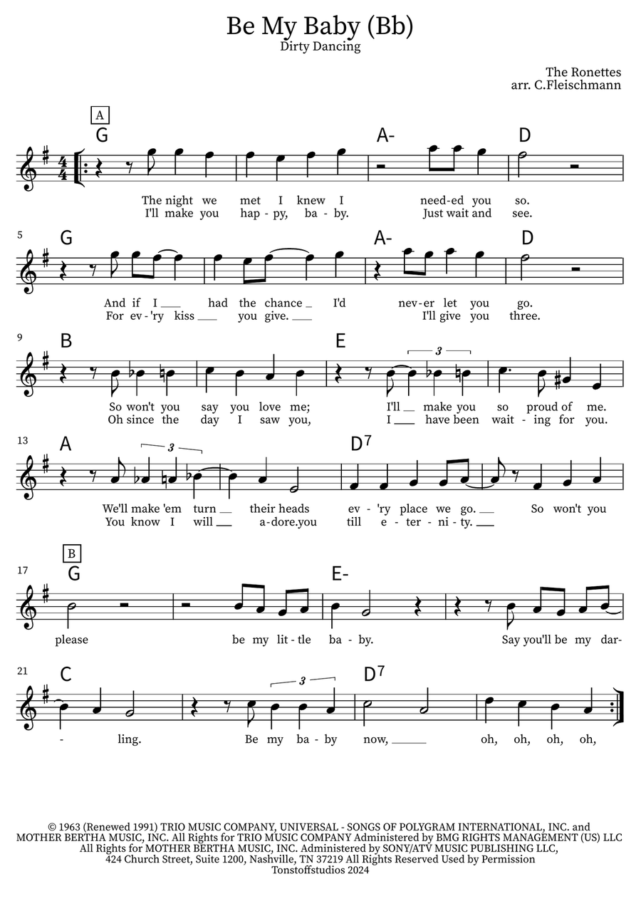 Be My Baby Piano scores gallery preview page 1