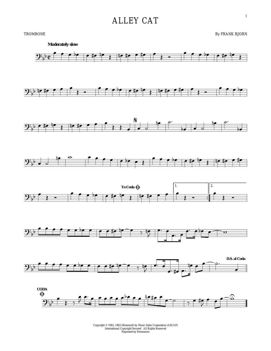 Alley Cat Trombone Solo scores gallery preview page 1