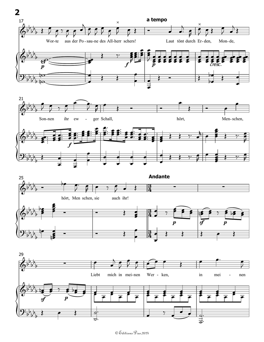 Die ihr des unermeβlichen weltalls, by Mozart, K.V.619, in D flat Major Piano, Vocal scores gallery preview page 4