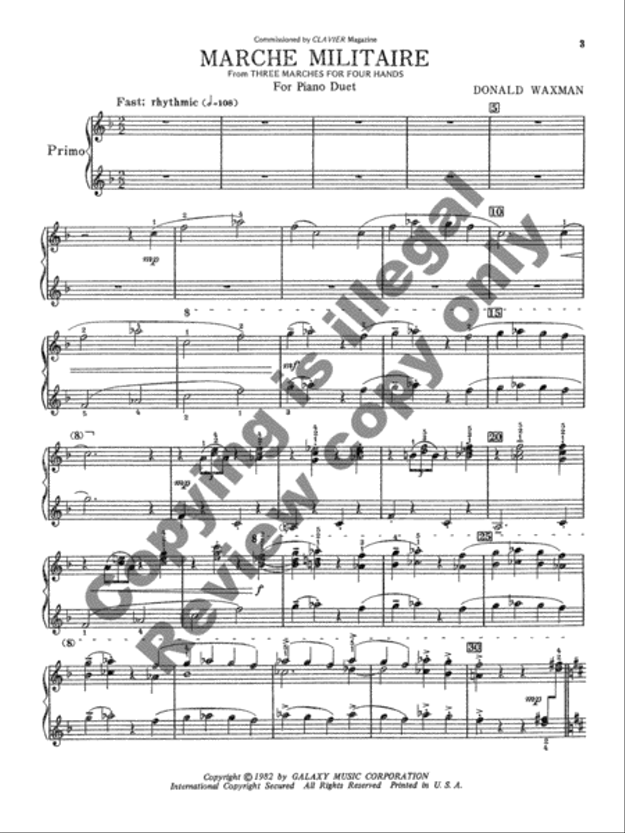Three Marches for Four Hands Piano Duet scores gallery preview page 4