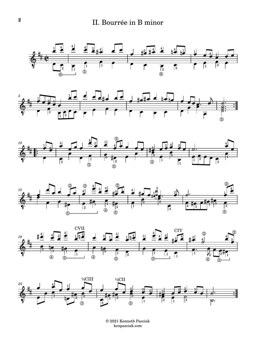 Bourrée in Twelve Keys (for Solo Guitar) Chamber Music scores gallery preview page 4