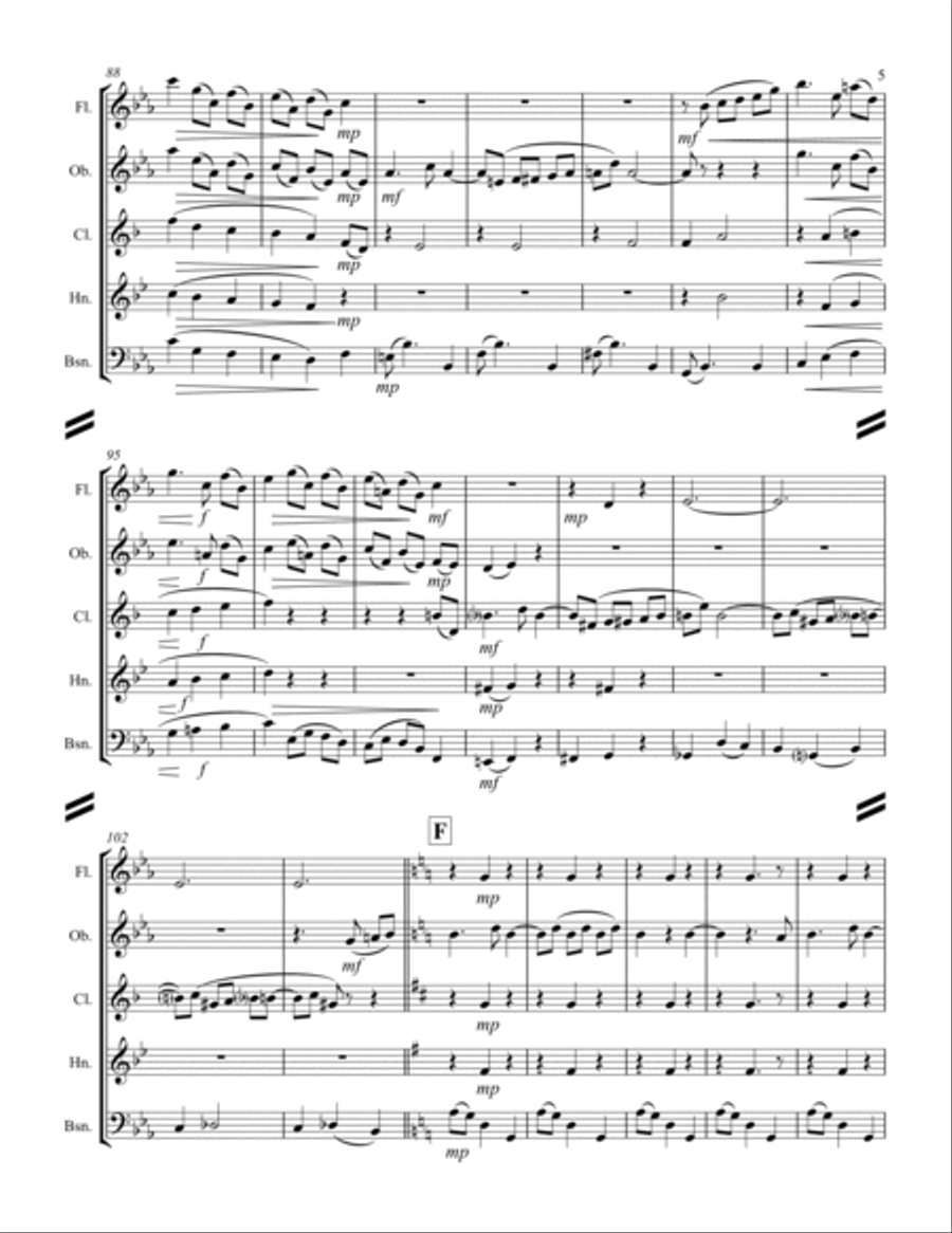 Debussy – La plus que lente (for Woodwind Quintet) Woodwind Quintet scores gallery preview page 6