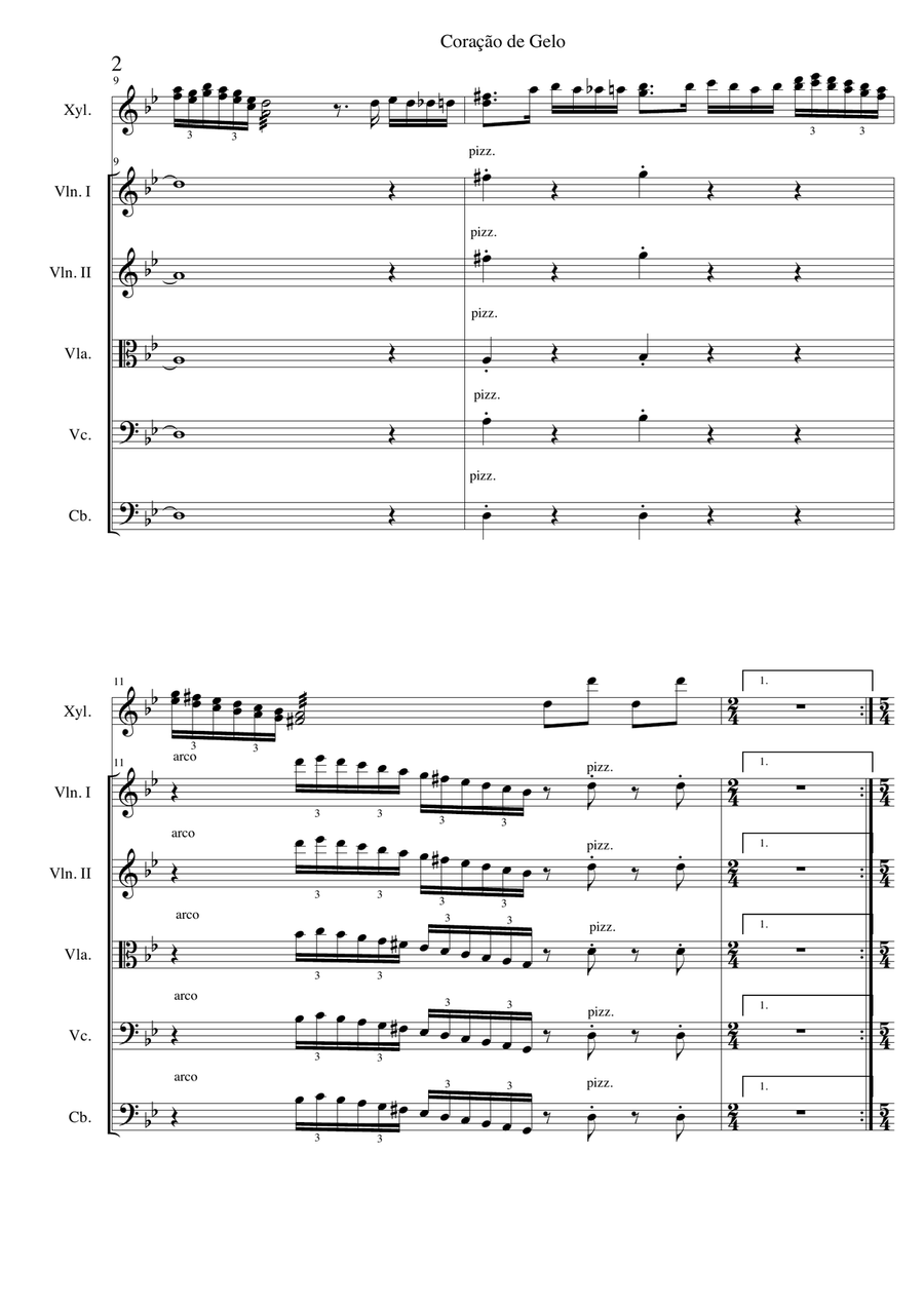 Coração de Gelo - Concertino para Xylophone and String Quintet String Quintet scores gallery preview page 2