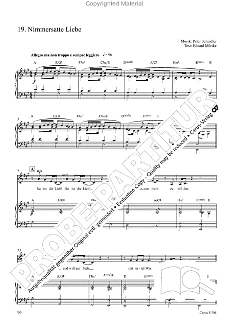 Schindler: Rosenzeit. Ein Liederzyklus uber die Liebe. Chansons fur Singstimme und Klavier Piano scores gallery preview page 97