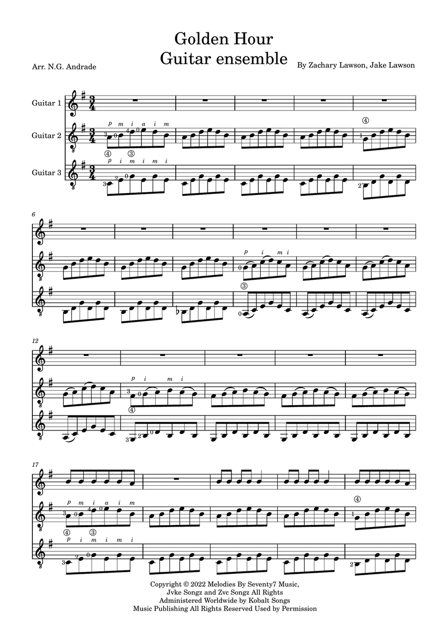 Golden Hour Guitar Ensemble scores gallery preview page 2