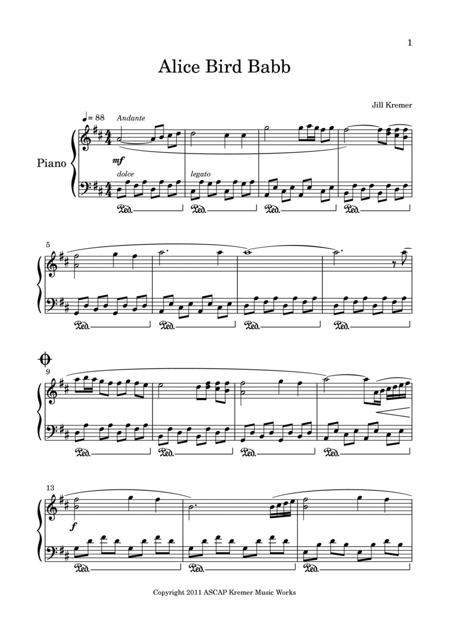 Alice Bird Babb Piano Solo scores gallery preview page 1