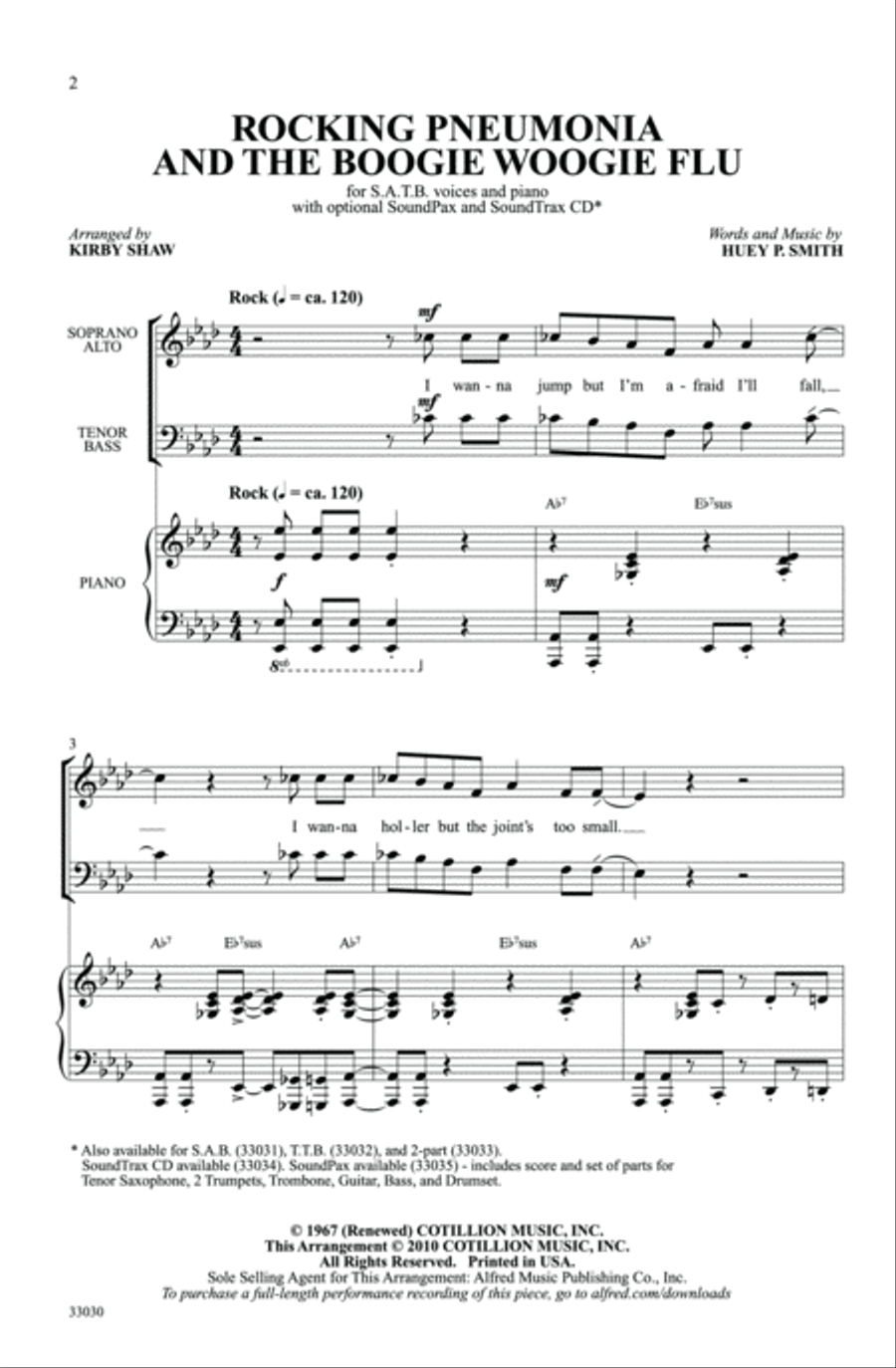 Rocking Pneumonia and the Boogie Woogie Flu 4-Part scores gallery preview page 2