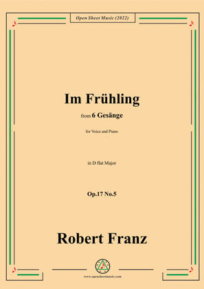 Book cover for Franz-Im Fruhling,in D flat Major,Op.17 No.5,from 6 Gesange