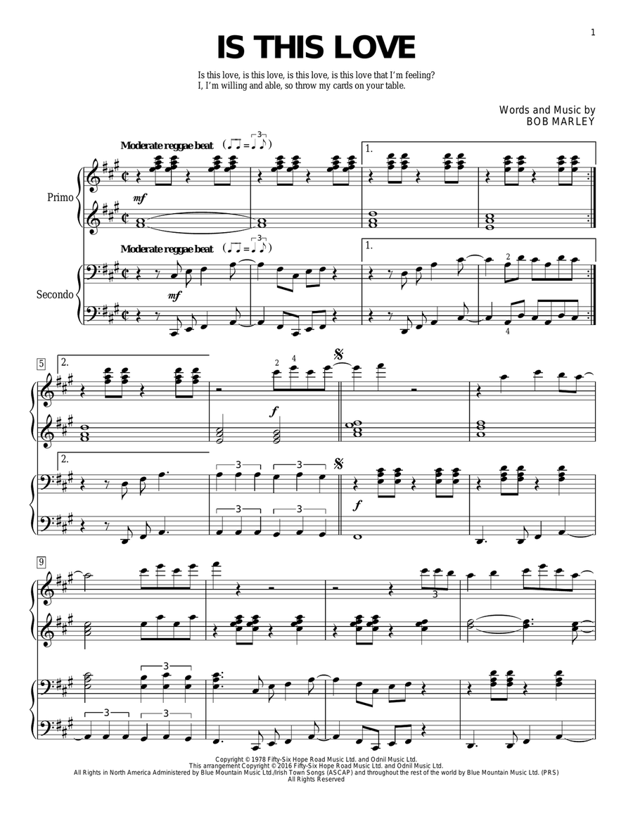 Is This Love Is This Love 1 Piano, 4-Hands scores gallery preview page 1