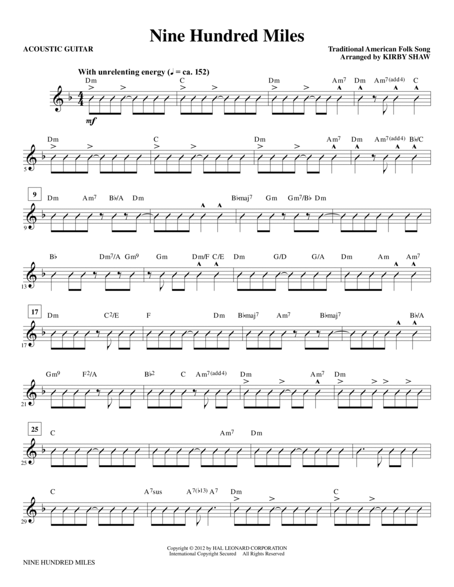 Nine Hundred Miles - Acoustic Guitar Choir scores gallery preview page 1