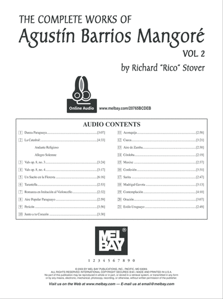 The Complete Works of Agustin Barrios Mangore for Guitar Vol. 2 Acoustic Guitar scores gallery preview page 7
