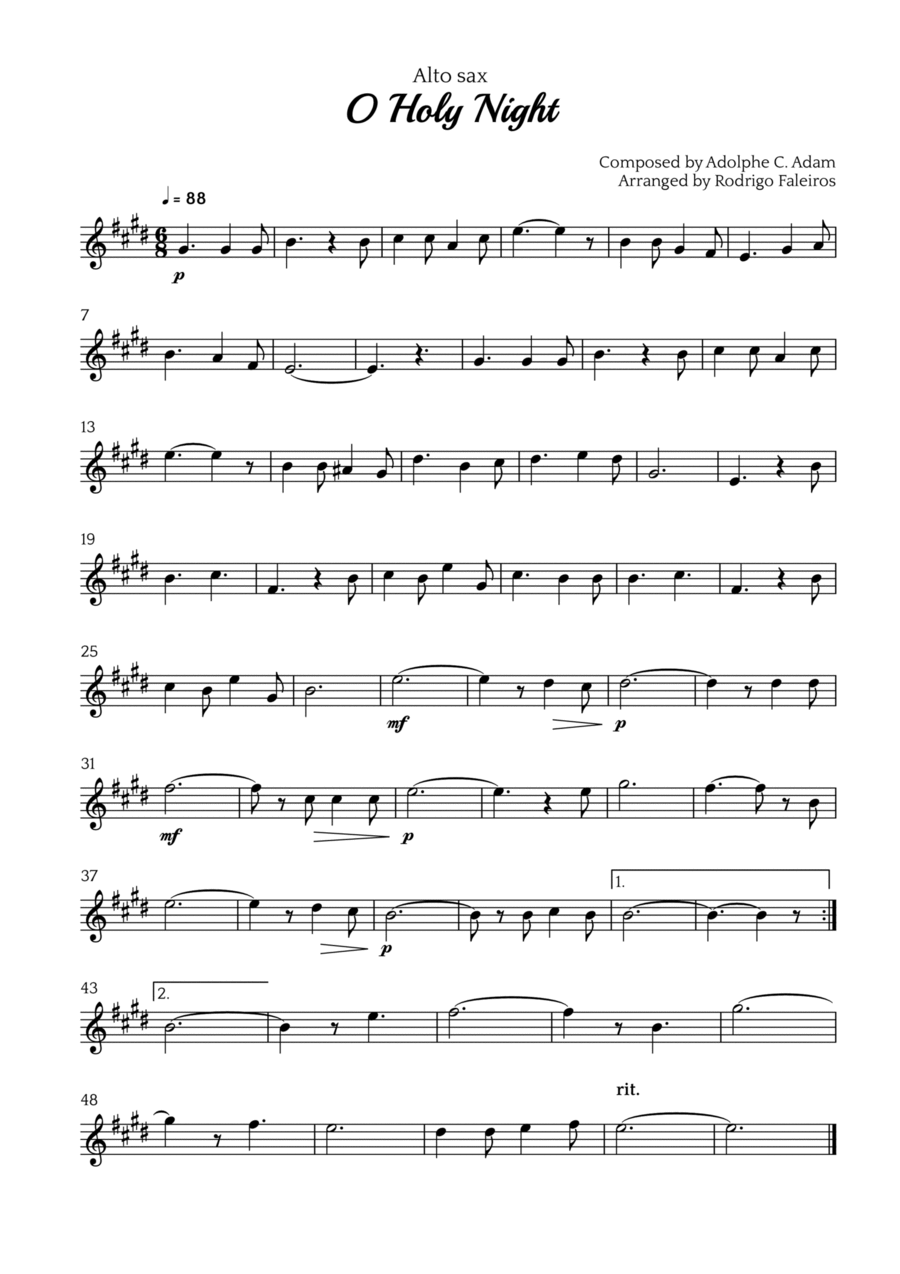 O Holy Night Alto Saxophone scores gallery preview page 1