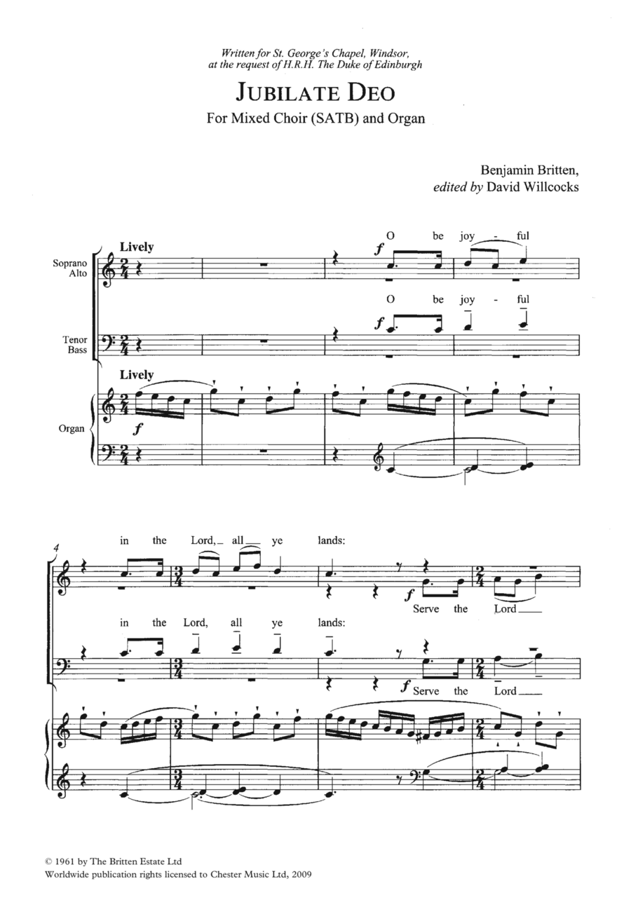 Jubilate Deo In C Major 4-Part scores gallery preview page 1