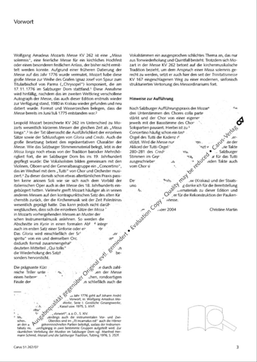 Missa longa in C major (Missa longa in C) 4-Part scores gallery preview page 4