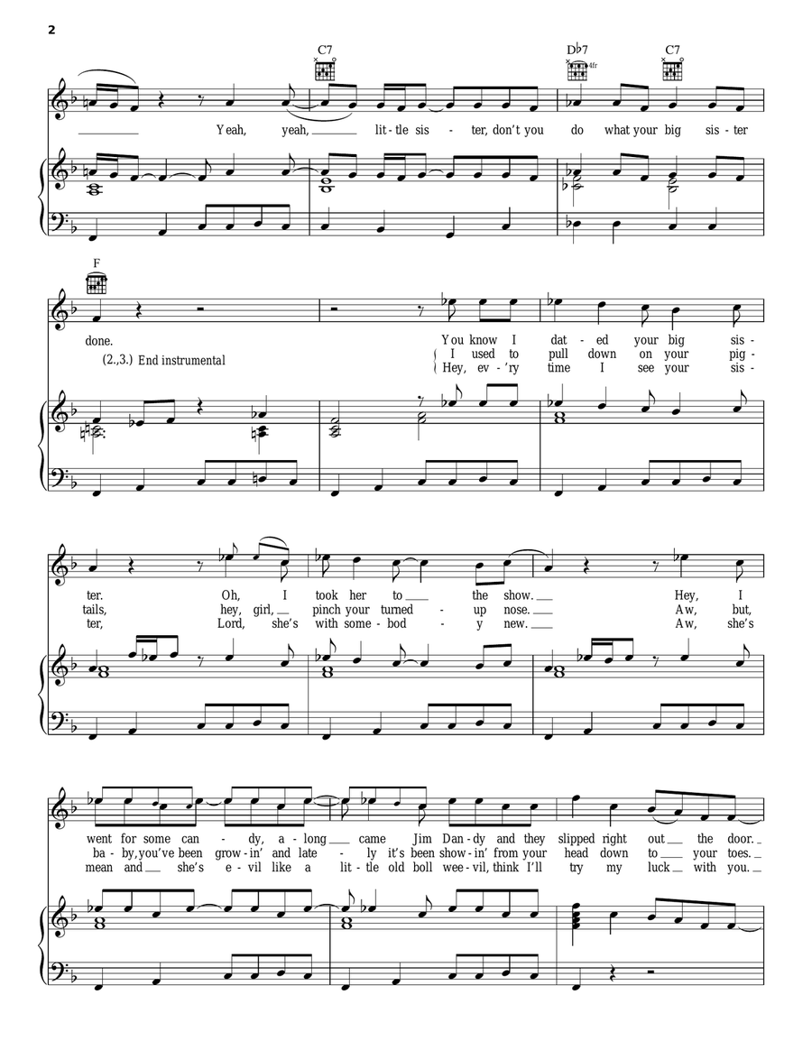 Little Sister Piano, Vocal, Guitar scores gallery preview page 2