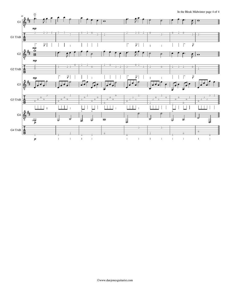 In the Bleak Midwinter Guitar Ensemble scores gallery preview page 4