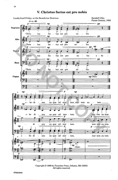 Four Motets and a Chorale from the Passio Domini Nostri Jesu Christi secundum Jo