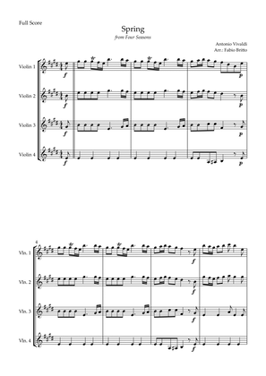 Spring (from Four Seasons of Antonio Vivaldi) for Violin Quartet