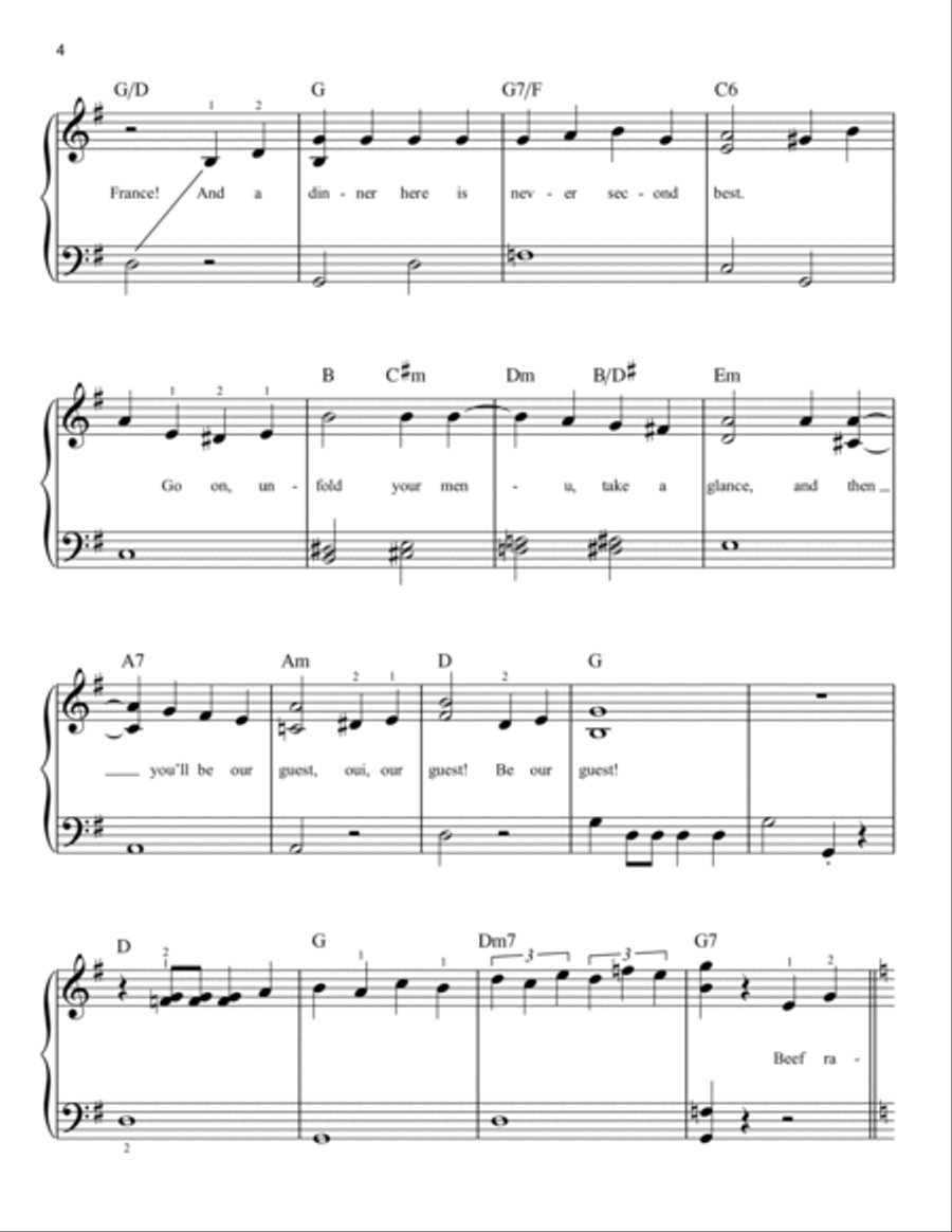 Be Our Guest (from Beauty And The Beast) (2017) Easy Piano scores gallery preview page 4