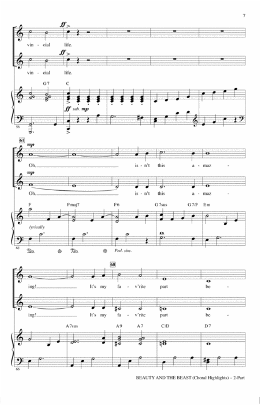 Beauty and The Beast (Choral Highlights) 2-Part scores gallery preview page 6