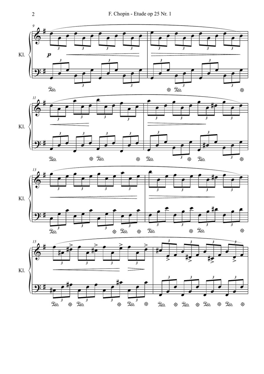 Etude op 25 No 1 by Frederik Chopin - Simplified version Piano Method scores gallery preview page 2