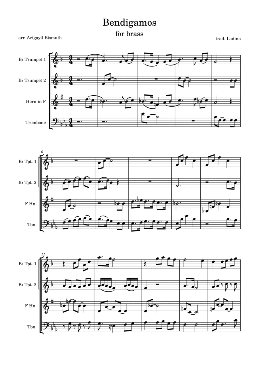 Bendigamos Brass Ensemble scores gallery preview page 1