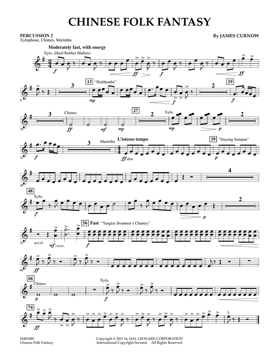 Chinese Folk Fantasy - Percussion 2 Orchestra scores gallery preview page 1