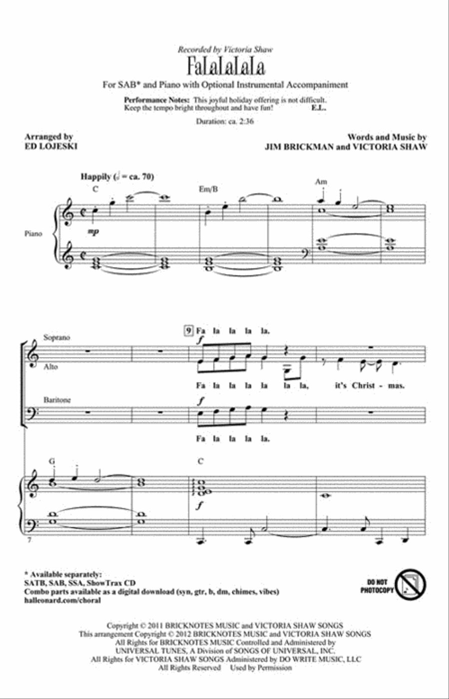 FaLaLaLaLa FaLaLaLaLa 3-Part scores gallery preview page 2