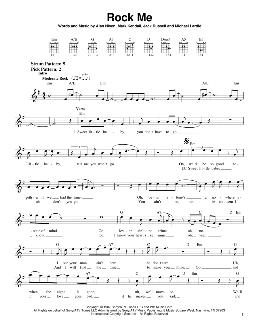 Rock Me Rock Me Electric Guitar scores gallery preview page 1