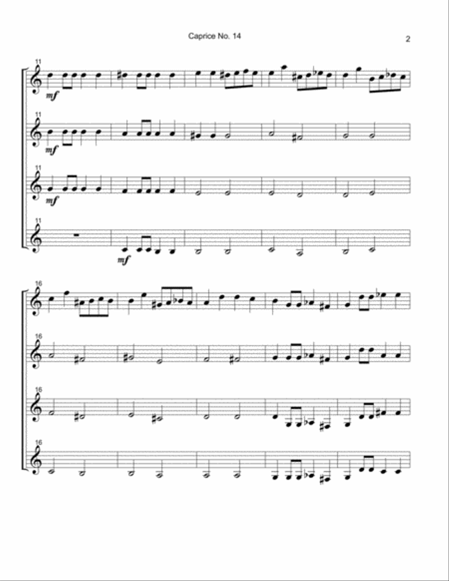 Caprice No. 14 Guitar Ensemble scores gallery preview page 3