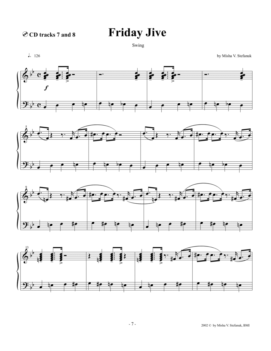 Friday Jive, easy swing Friday Jive, easy swing Piano Solo scores gallery preview page 1