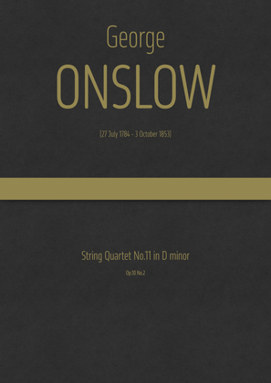 Book cover for Onslow - String Quartet No.11 in D minor, Op.10 No.2