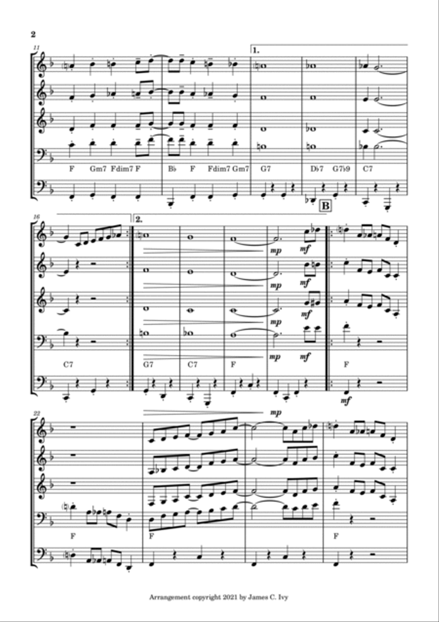 The Wang Wang Blues for Brass Quintet Brass Quintet scores gallery preview page 3