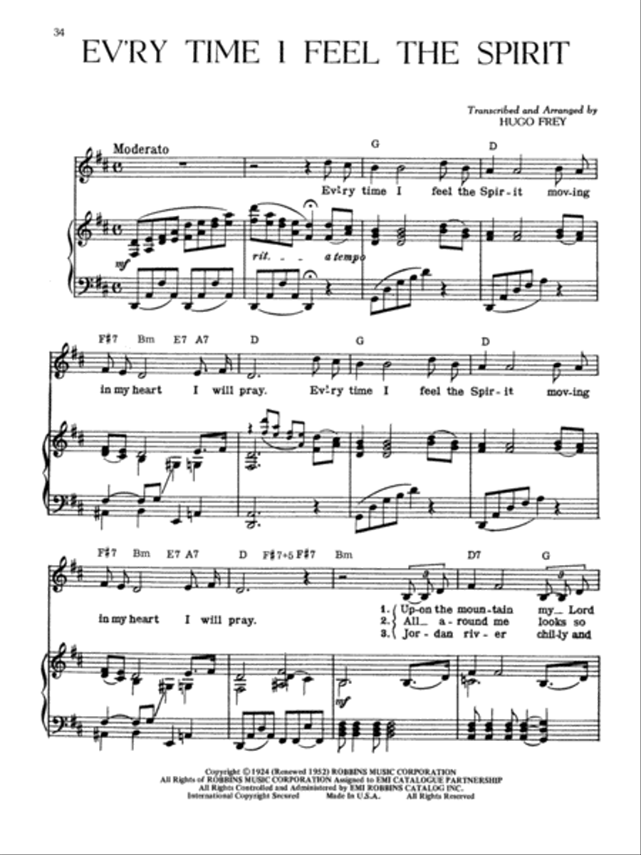 Famous Negro Spirituals Famous Negro Spirituals Piano, Vocal, Guitar scores gallery preview page 4