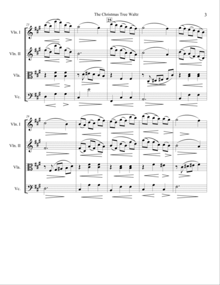The Christmas Tree Waltz for String Quartet String Quartet scores gallery preview page 4
